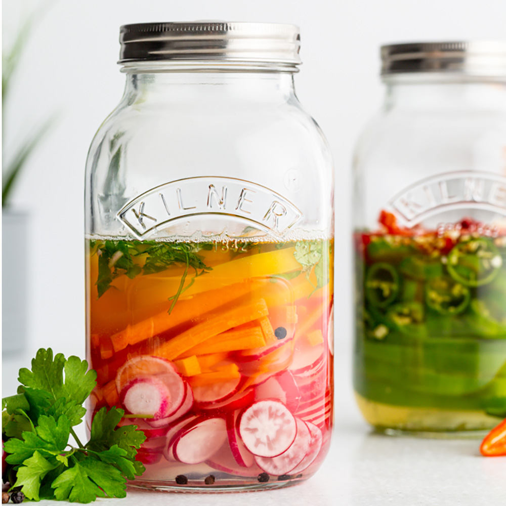 Lot De 2 Bocaux Fermentation 1L HEFTMAN - Avec Valve Unidirectionnelle Pour Kimchi, Kéfir Et Légumes Fermentés