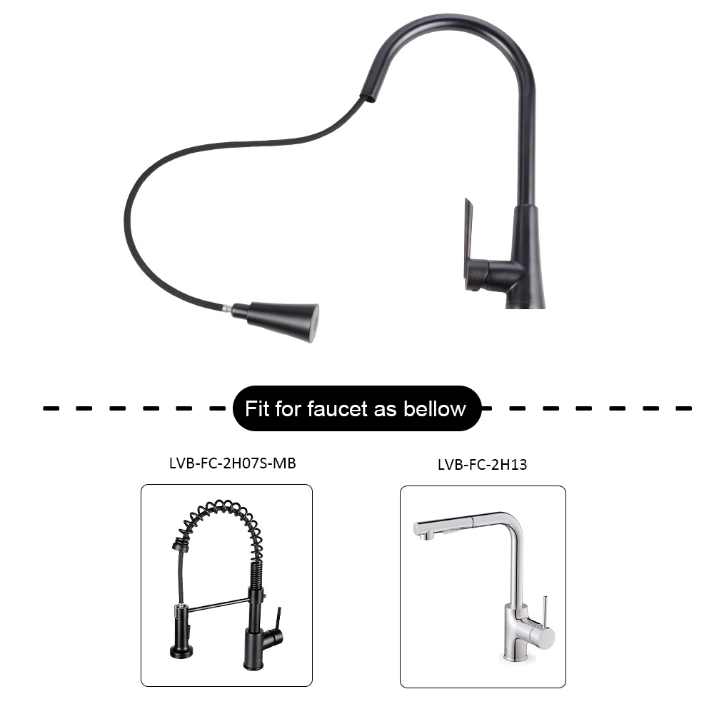 PullDown Kitchen Faucet Replacement Hose with Matte Black Finish Head LIVINGbasics®