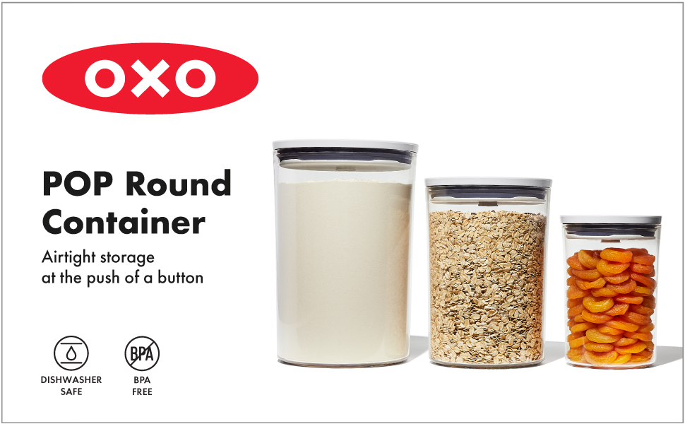 OXO Round Containers with Airtight Seal - BPA-free -Set of 3