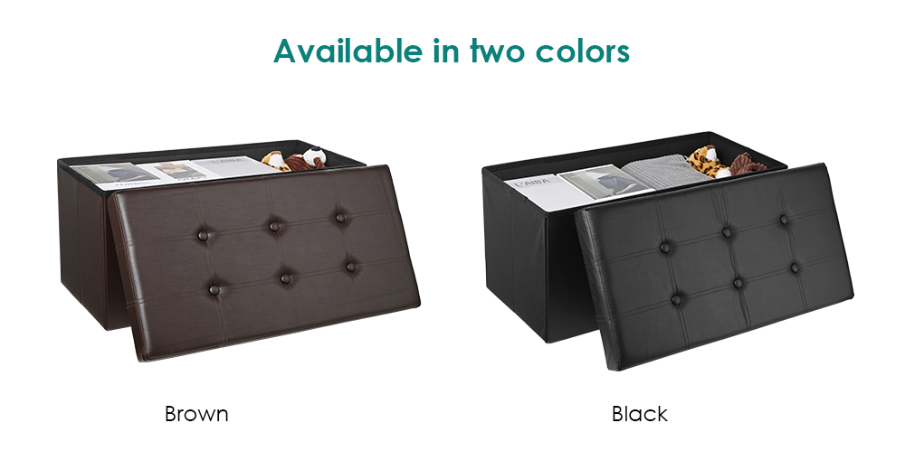 Folding Storage Ottoman Foot Rest Coffee Table Stool Faux Leather