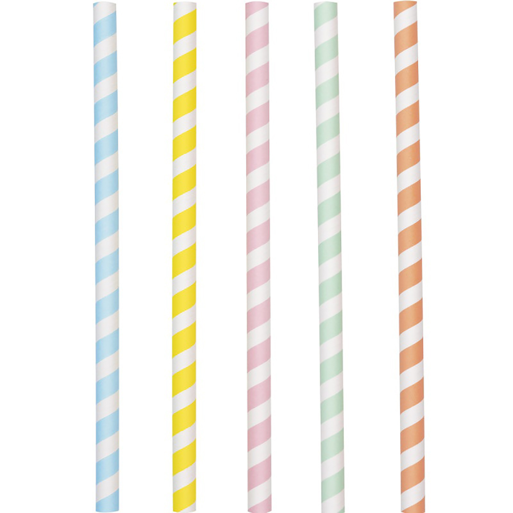 Pastel Ice Cream Assorted Paper Milkshake Straws 10ct
