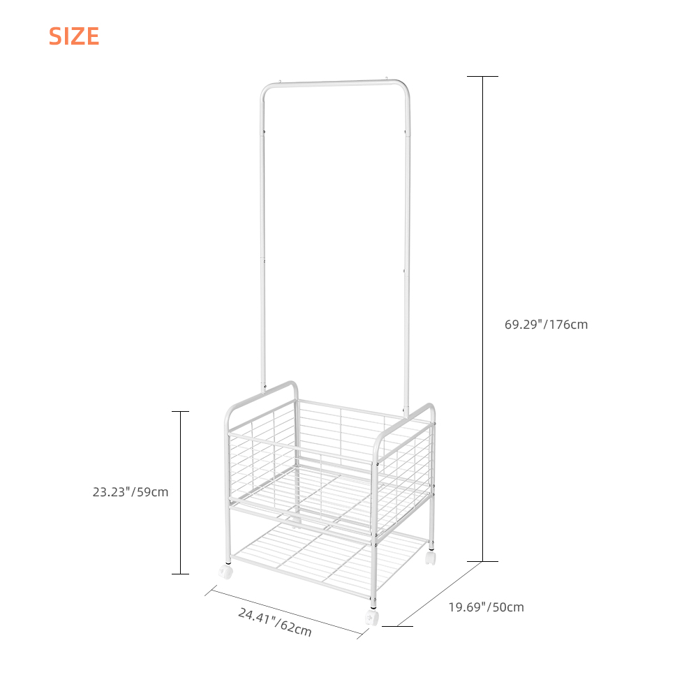 2 in 1 Garment Clothes Rack with Storage basket and Bottom Rack SortWise®