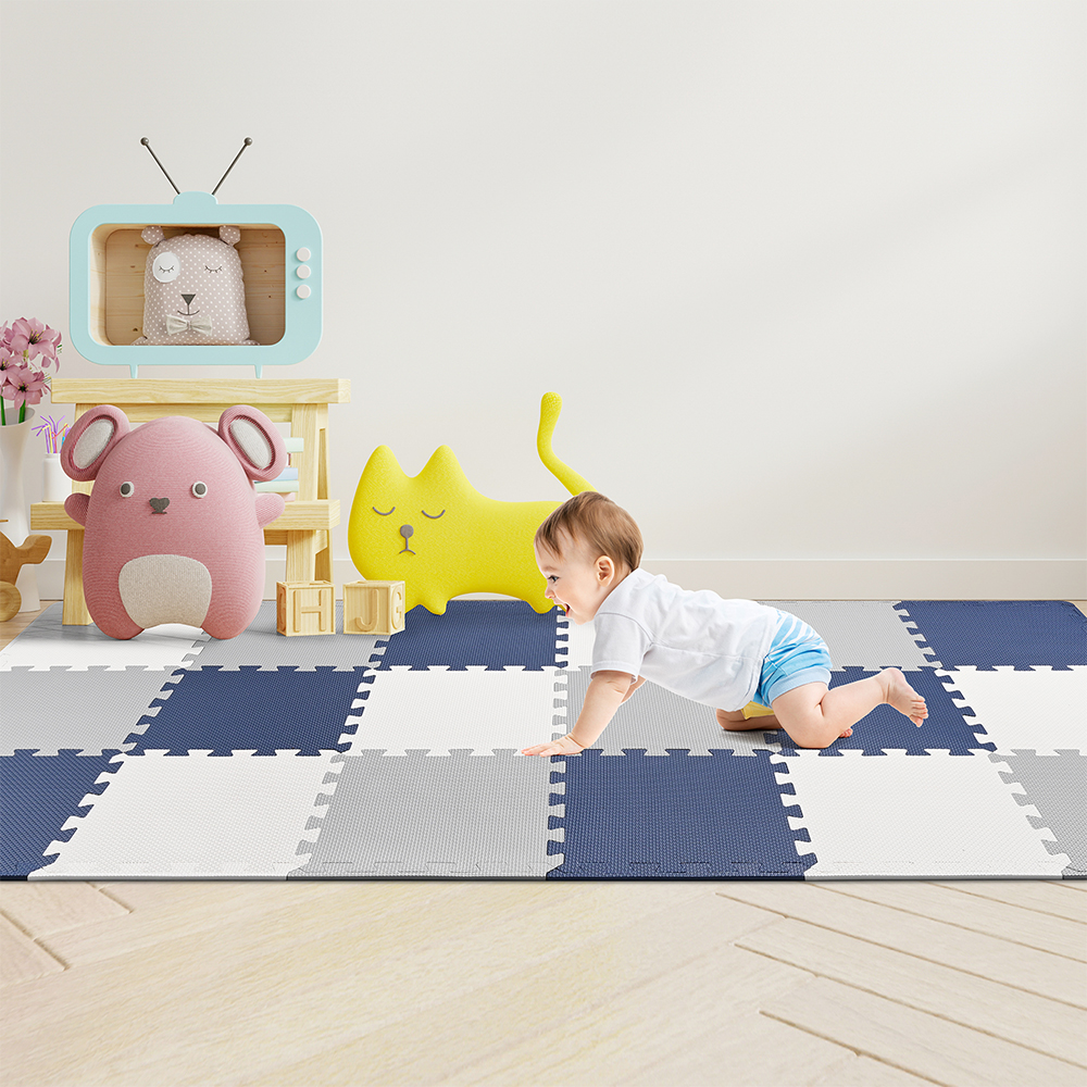 Iso Trade EVA Speelmat Puzzel Voor Kinderen 140x140 Cm Roze/Grijs - Veilig En Educatief