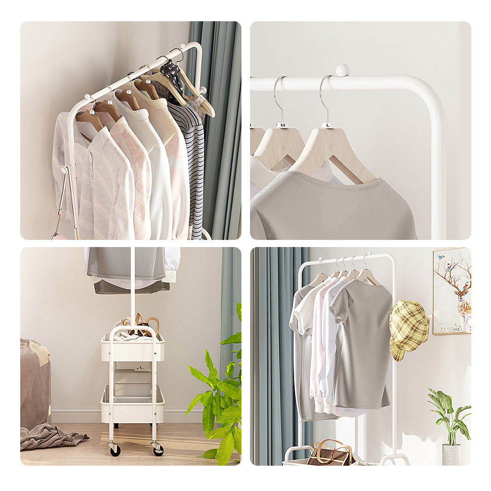 ②WWW_RACK WHAT WE WANT 2 in 1 Garment Clothes Rack with Storage basket and Bottom
