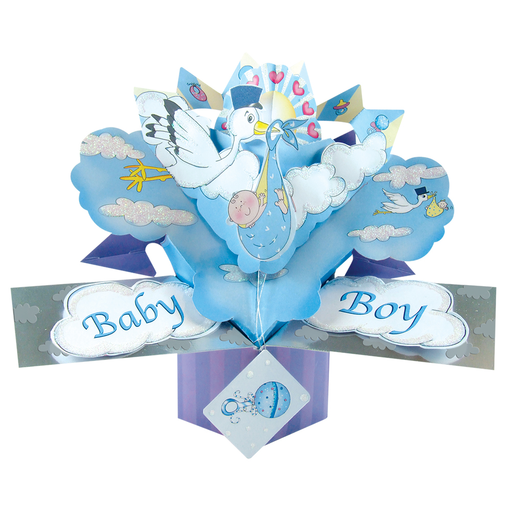 Baby Boy Stork Pop Up Greeting Card
