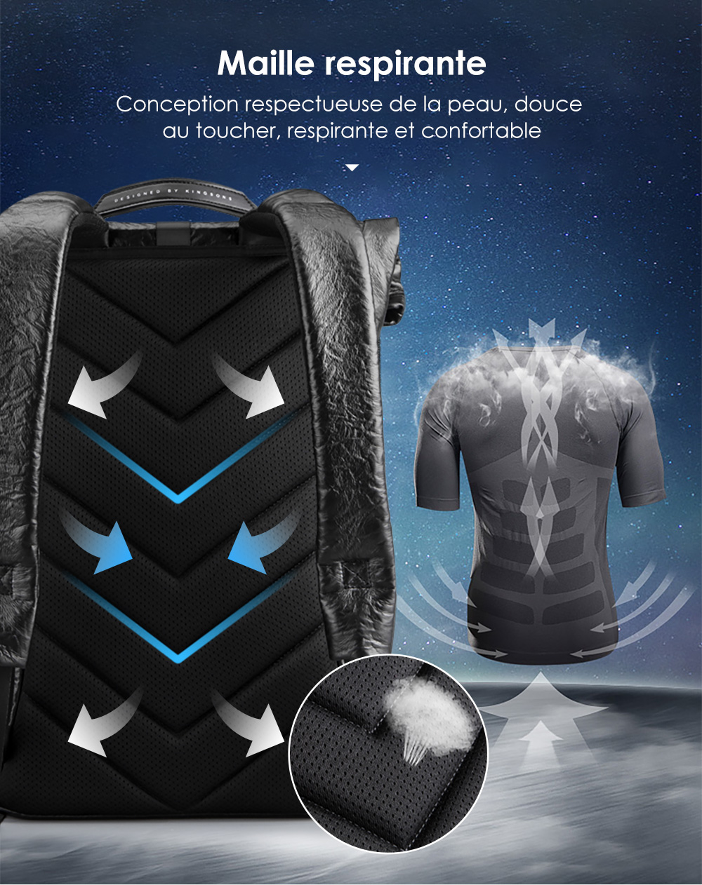 Sac à Dos ESPRIT Noir En Nylon, Pliable, Pour Ordinateur Portable, Unisexe, Neuf