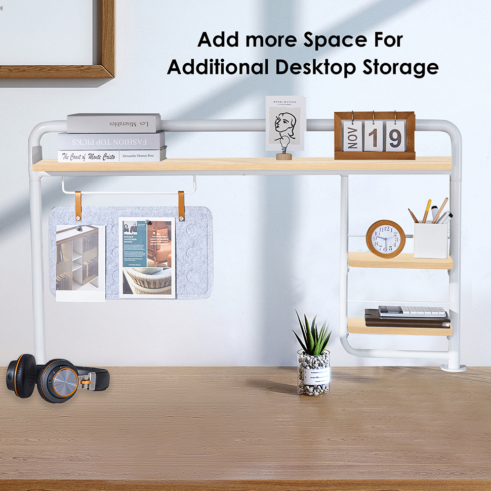 Clamp-On Desktop Storage Shelf