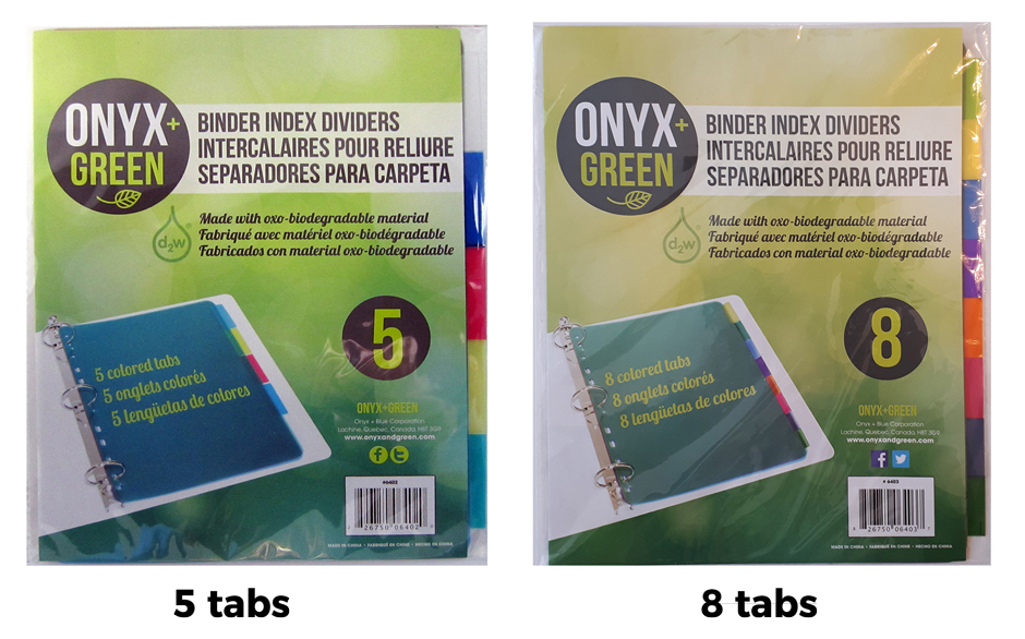 Onyx & Green® EcoFriendly Binder Index Dividers Made from Oxo