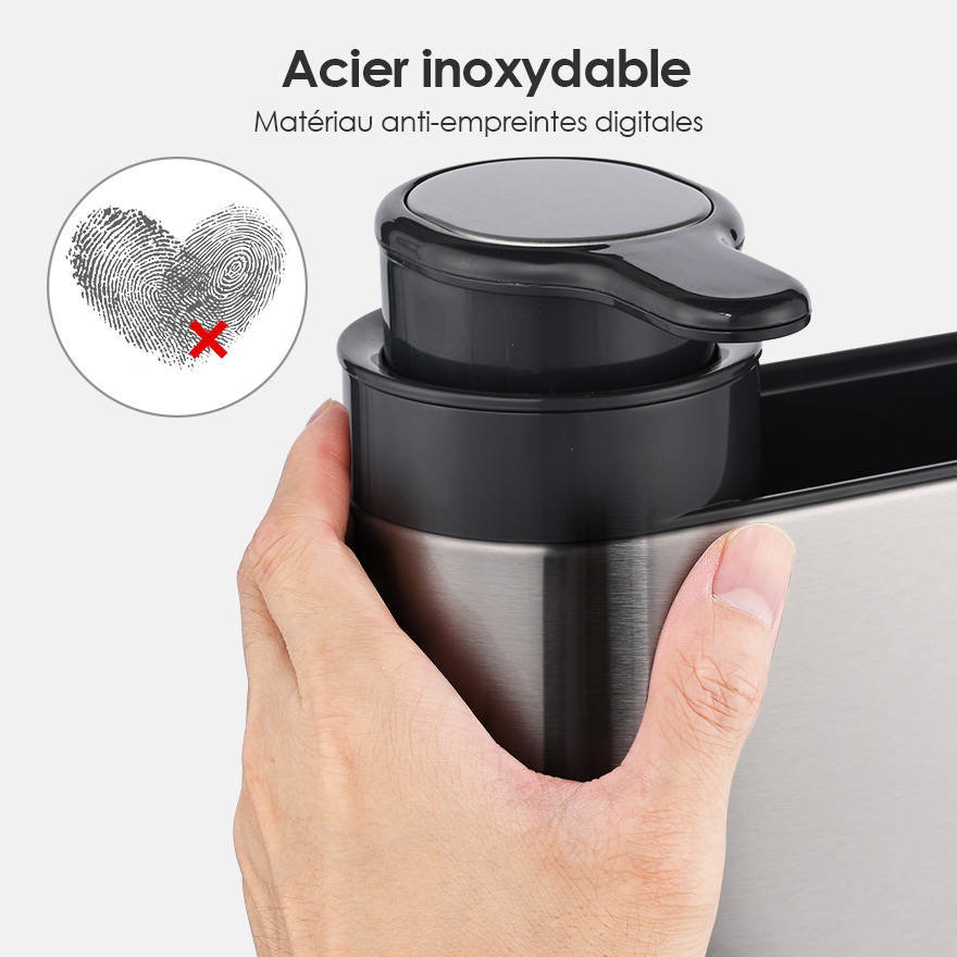 Distributeur de savon à vaisselle en acier inoxydable 2 en 1 porte-brosse évier caddy