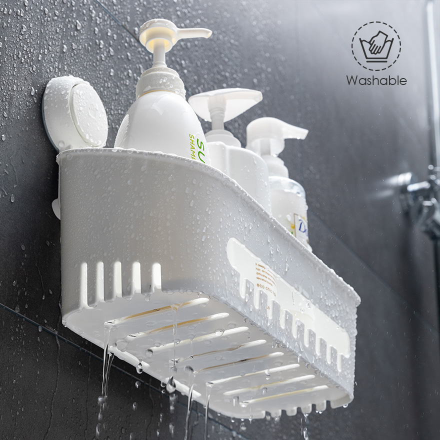 Suction Cup White Shower Caddy Shower Storage Basket STORA