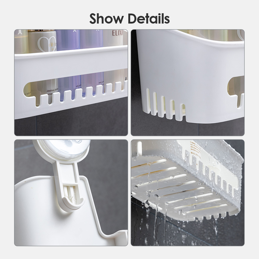 Suction Cup White Shower Caddy Shower Storage Basket STORA