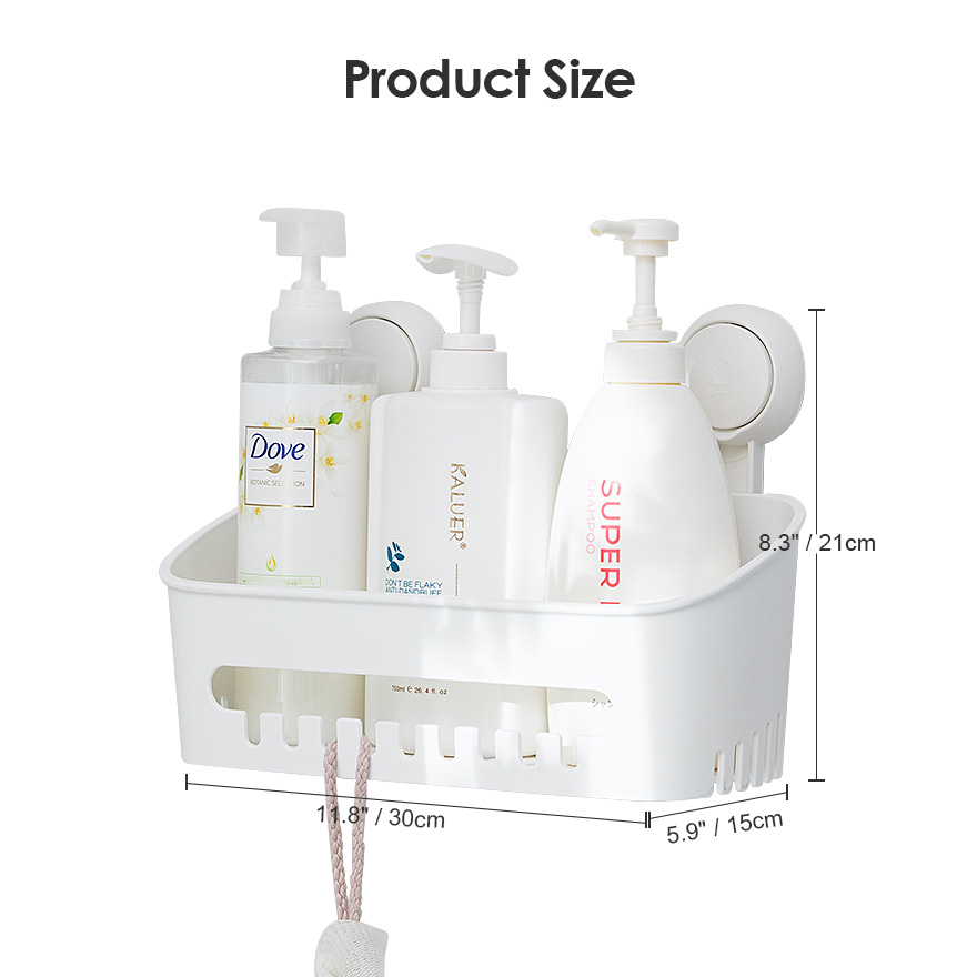 Suction Cup White Shower Caddy Shower Storage Basket STORA