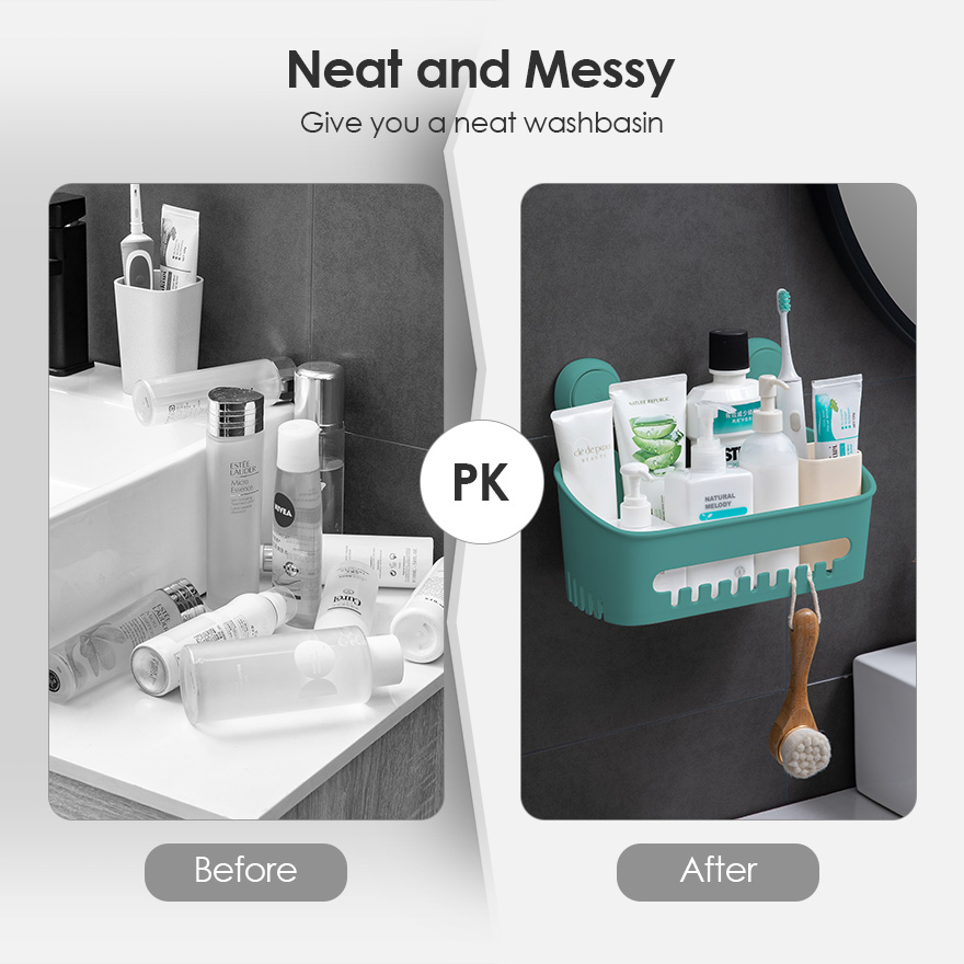 Suction Cup White Shower Caddy Shower Storage Basket STORA