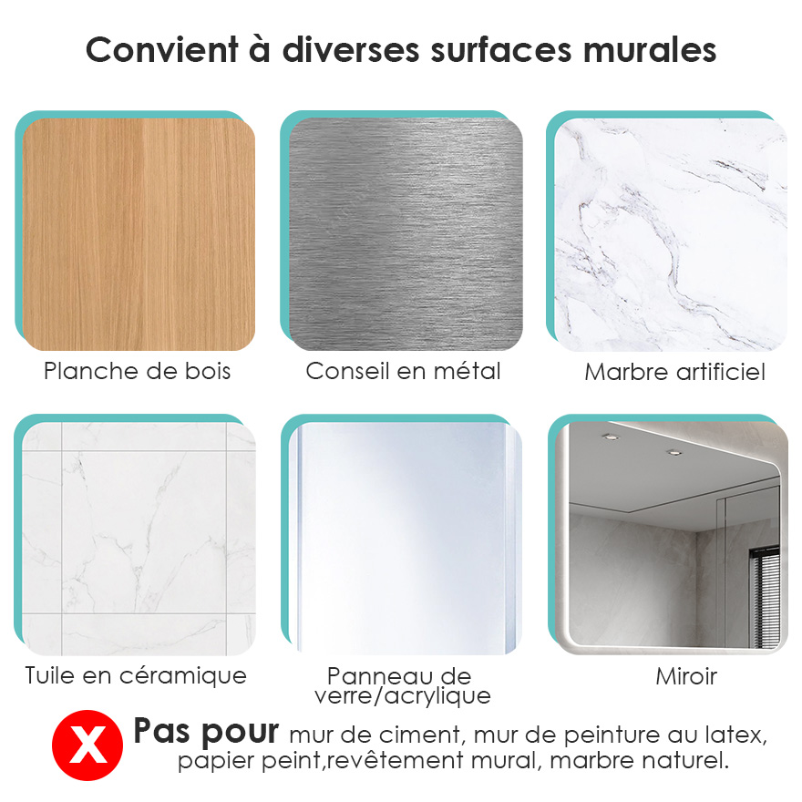 Organisateur de porte-serpillère mural à ventouse sans perçage
