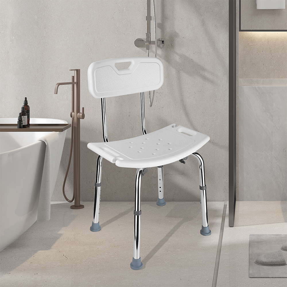 Chaise de douche médicale à montage sans outil avec dossier amovible