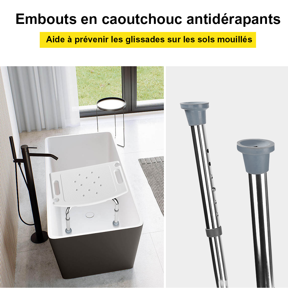 Chaise de douche médicale à montage sans outil avec dossier amovible