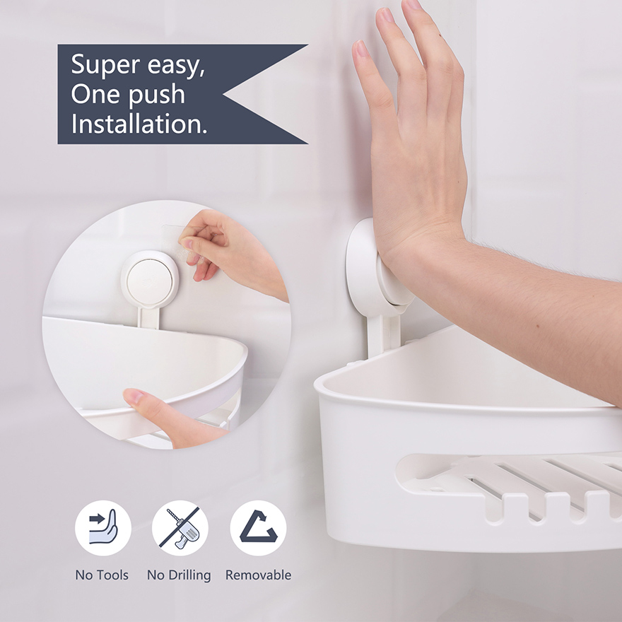 Wall Mounted Suction Cup Corner Shower Caddy STORA™