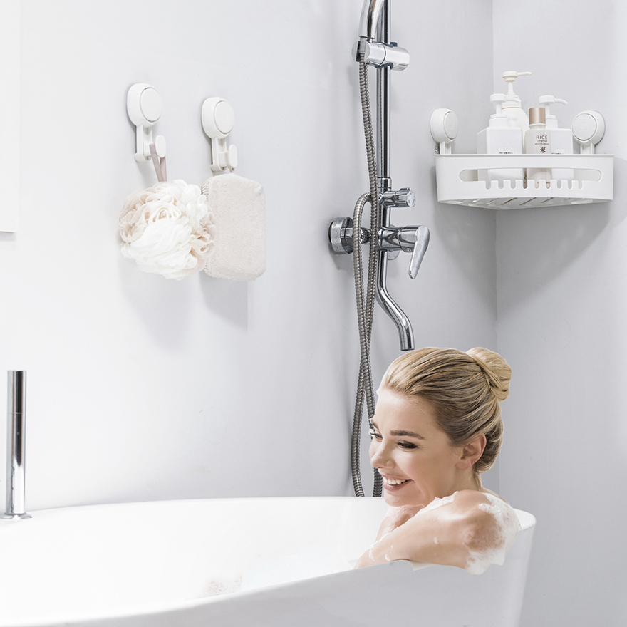 Ventouses murales coin douche caddie salle de bain douche étagère panier de rangement