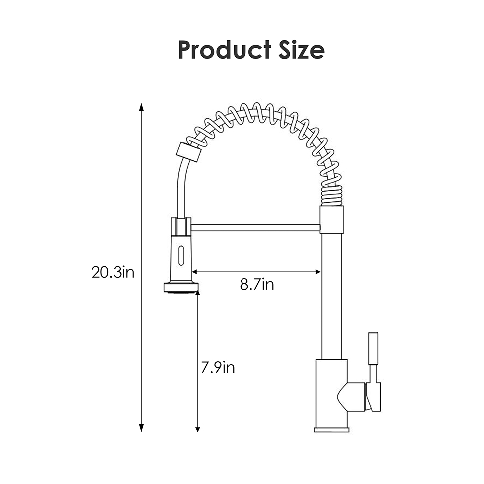Stainless Steel Single-Handle Pull-Down Spring Sprayer Kitchen Sink Faucet