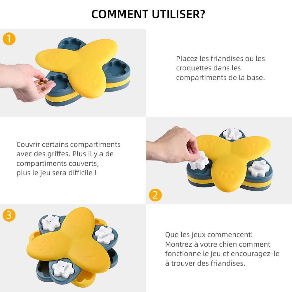 Jouet puzzle pour chien distributeur de friandises rotatif pour chien jouet interactif pour chien