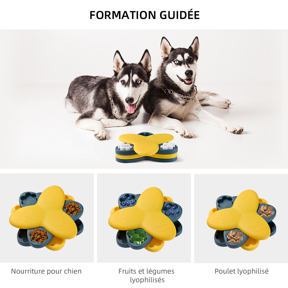 Jouet puzzle pour chien distributeur de friandises rotatif pour chien jouet interactif pour chien