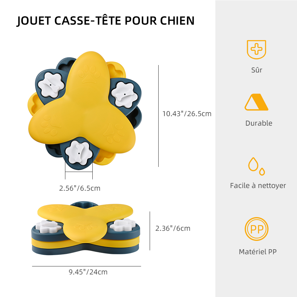Jouet puzzle pour chien distributeur de friandises rotatif pour chien jouet interactif pour chien