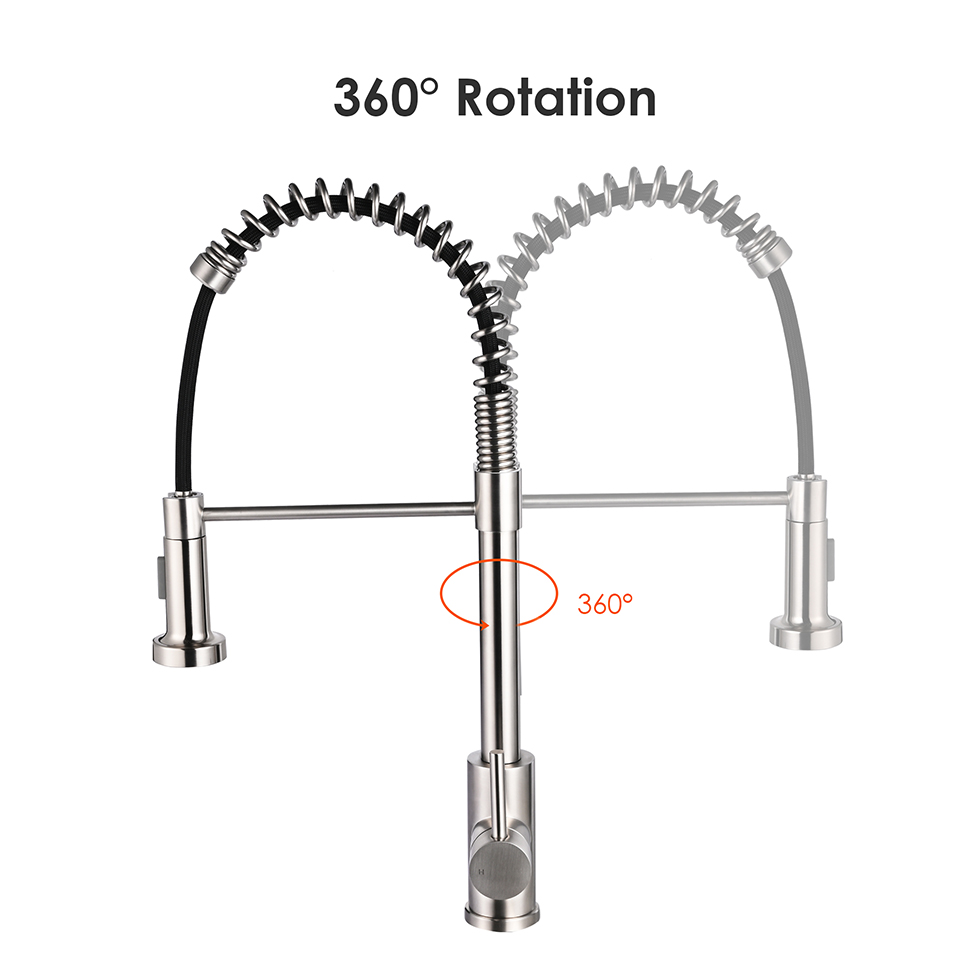 Stainless Steel Single-Handle Pull-Down Spring Sprayer