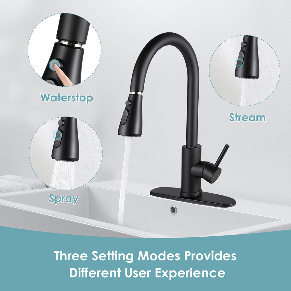 Single-Handle Pull-Down High Arc Sprayer Kitchen Sink Faucet