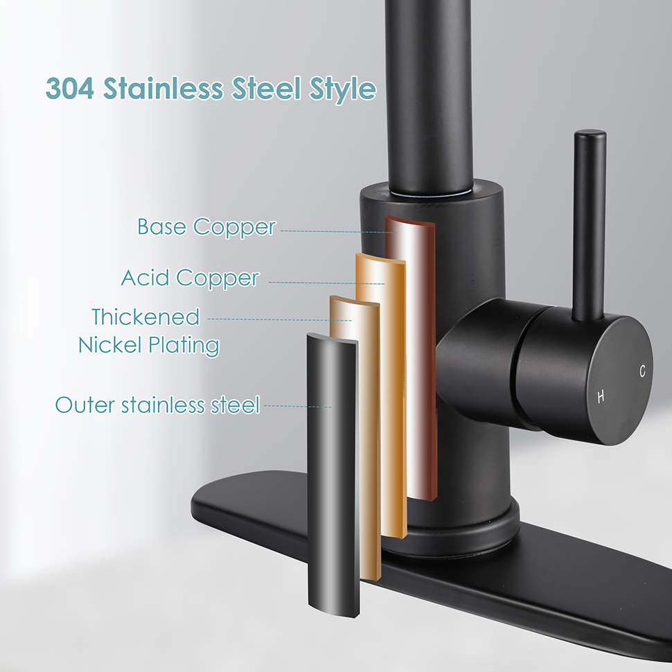 Single-Handle Pull-Down High Arc Sprayer Kitchen Sink Faucet