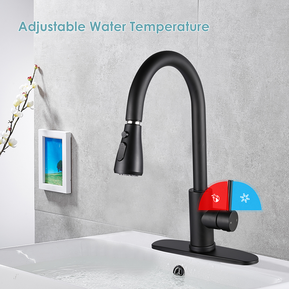 Single-Handle Pull-Down High Arc Sprayer Kitchen Sink Faucet