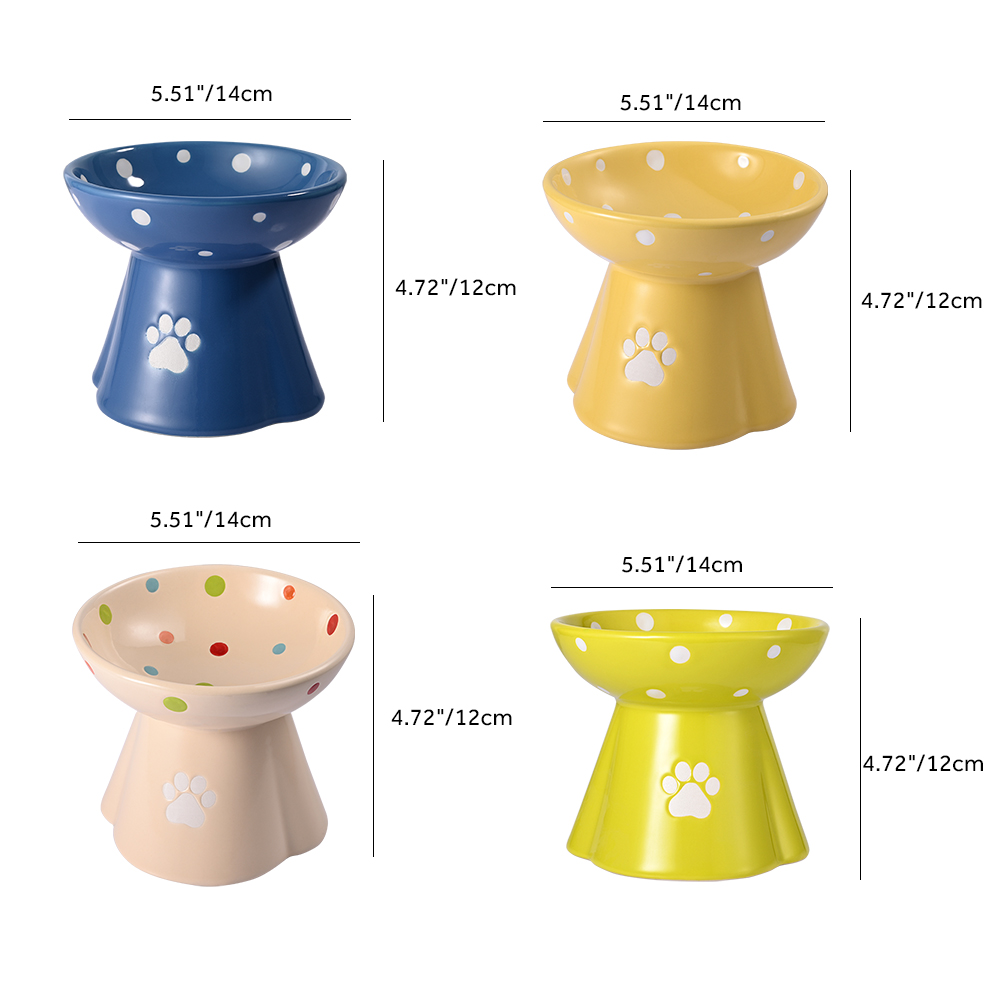 Raised Cat Ceramic Bowl Elevated Cat Bowls AntiVomiting Cat Feeder, 260ml