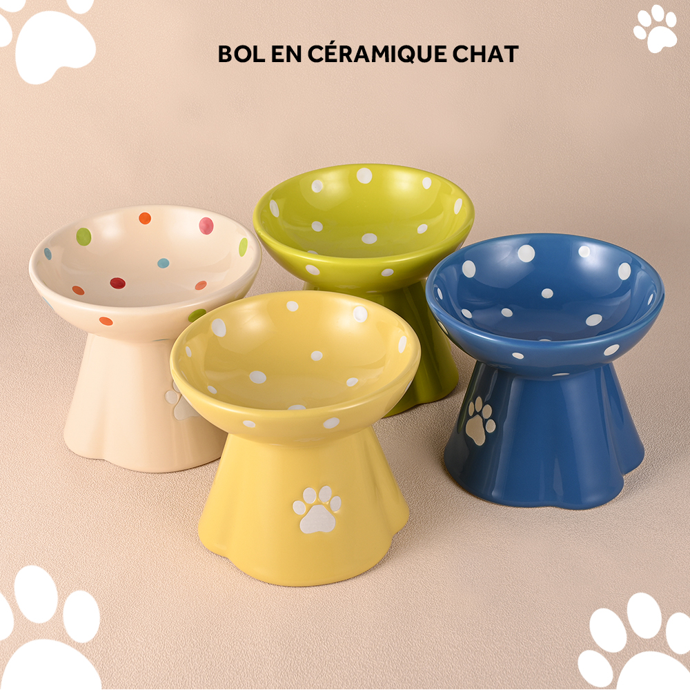 Bol en céramique pour chat surélevé mangeoire pour chat anti-vomissements surélevée