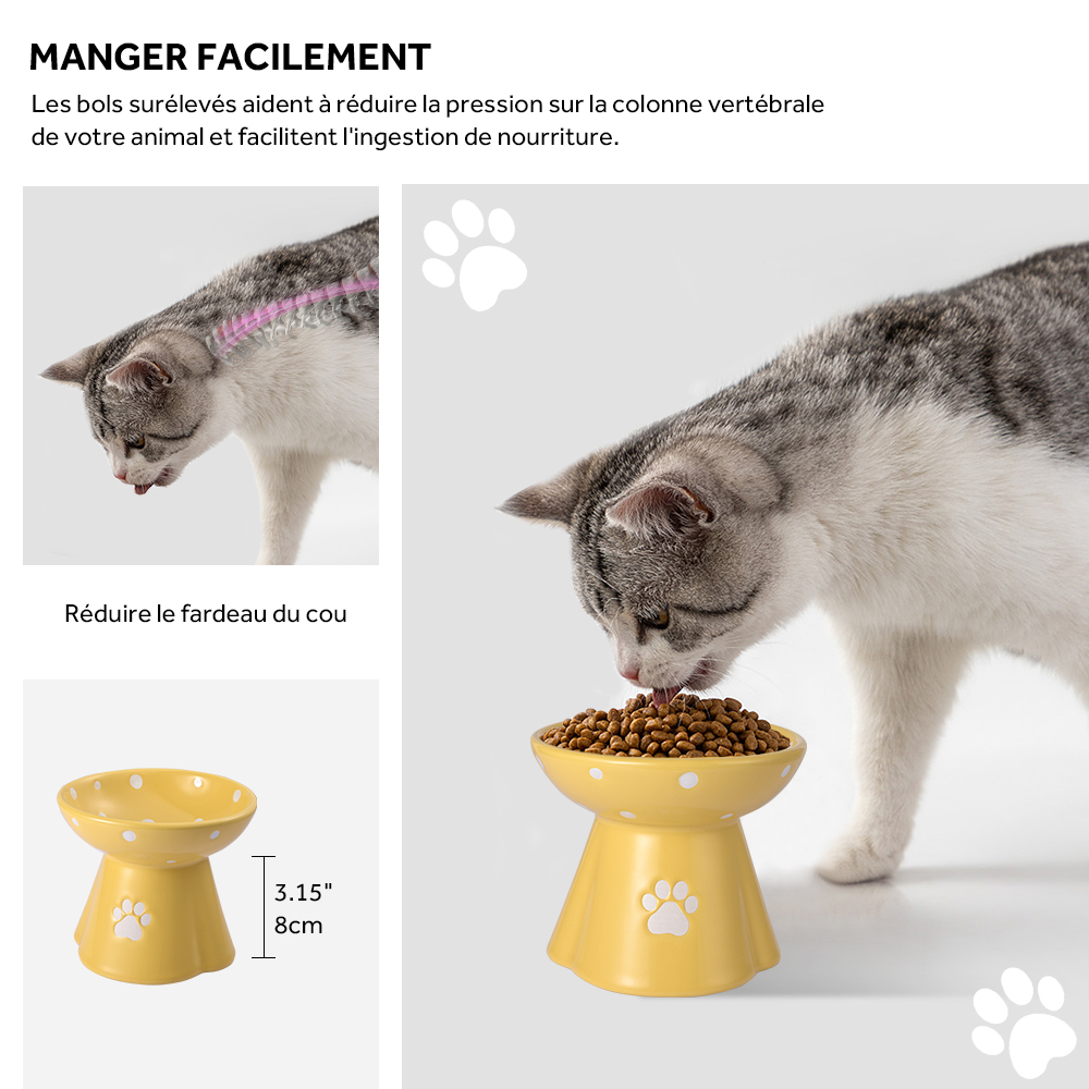 Bol en céramique pour chat surélevé mangeoire pour chat anti-vomissements surélevée
