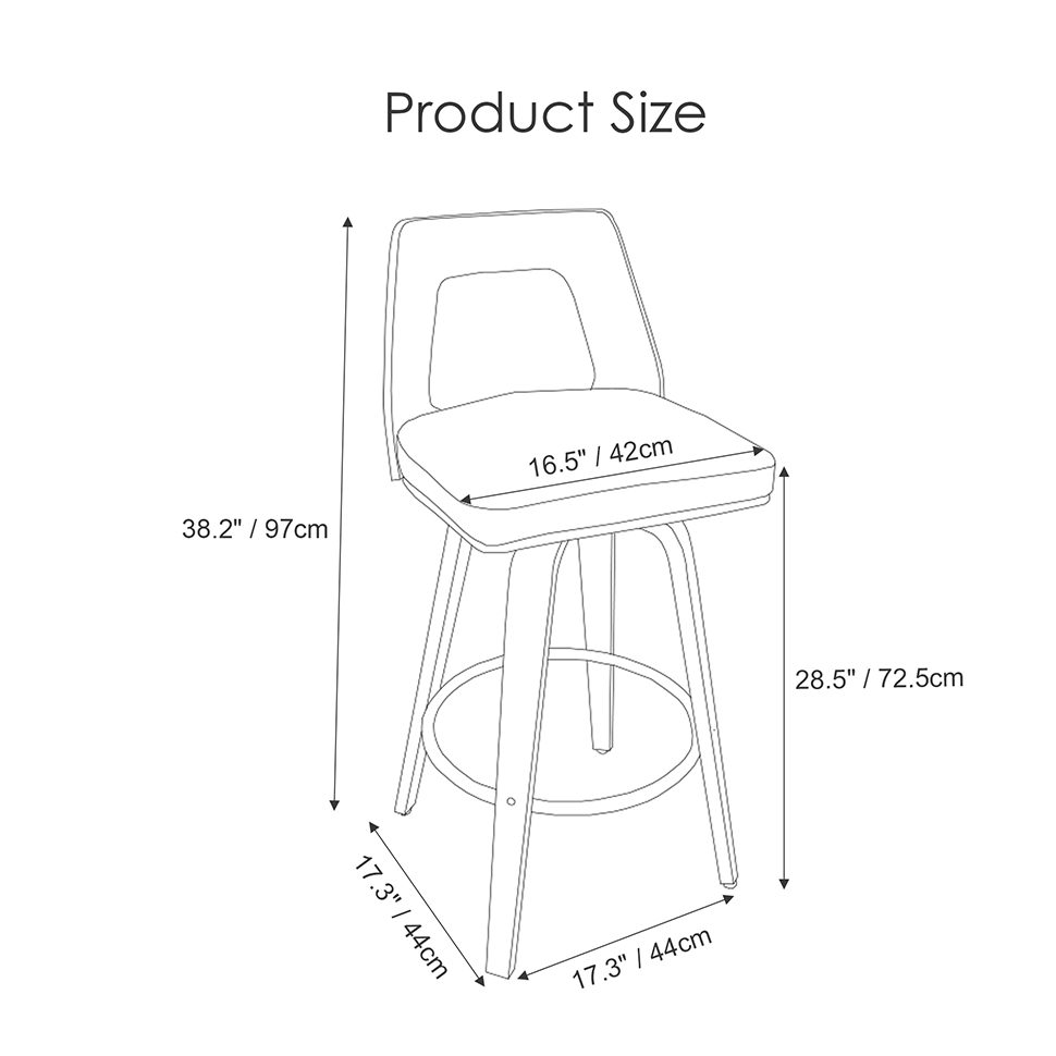 28.5" Retro Wood 360° Swivel Counter Stools