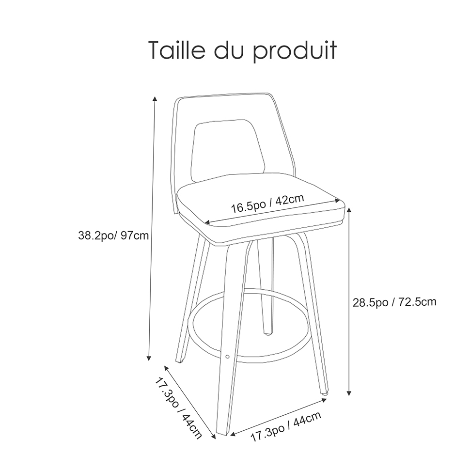 Tabourets rétro pivotants à 360° en bois
