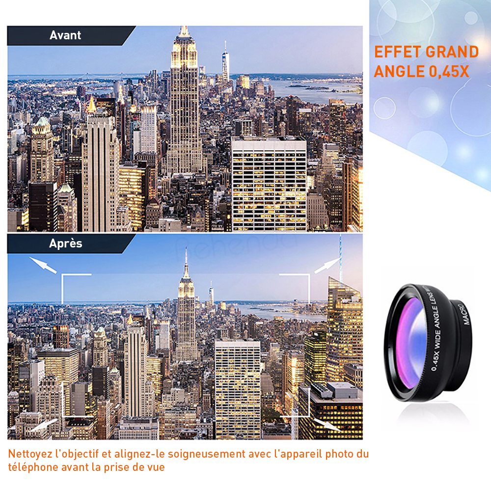 52 mm 0.45x haute définition Fisheye Objectif grand angle macro pour