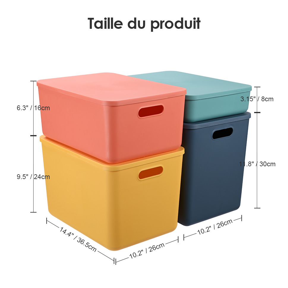 Ensemble de bacs de rangement en plastique avec couvercle - STORA™