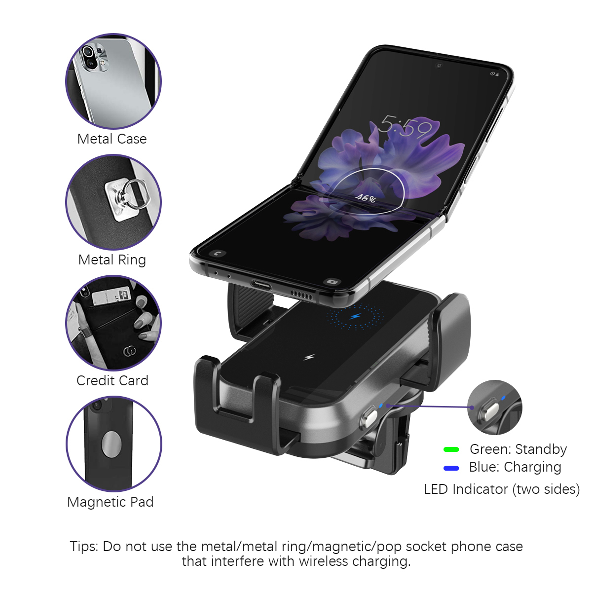 Phone Holder Wireless Charging With Case And Popsocket Phone Case
