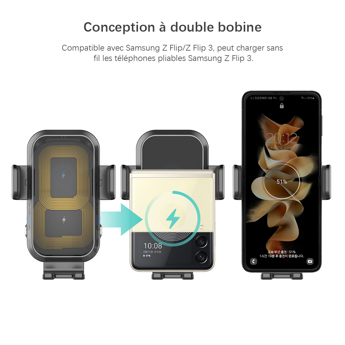Support Chargeur Sans Fil Voiture 15W – Aimanté Pour Tableau De Bord (marque Jayroom)