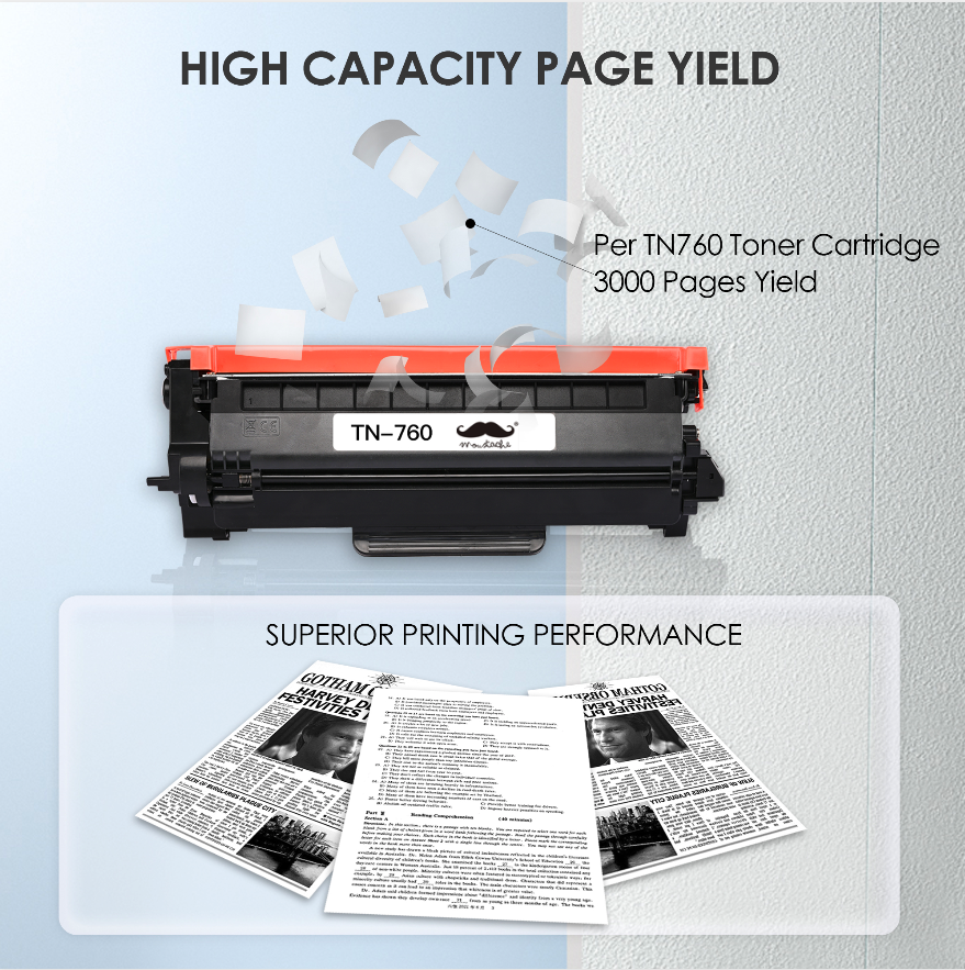 Brother TN 760 Black High Yield Toner Cartridge, Print Up to 3,000 Pages