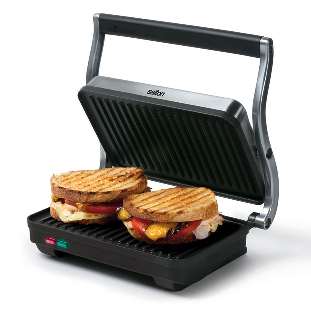 Stainless Steel Electric Panini Press Grill with Floating Hinged