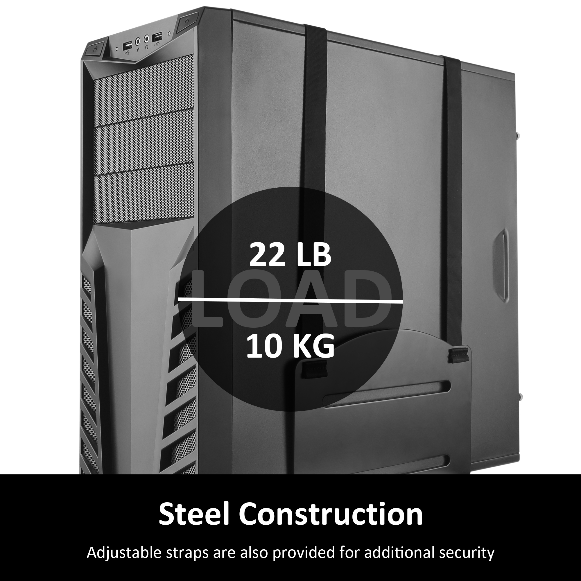 Height Adjustable Monitor and Keyboard Wall Mount with CPU Holder