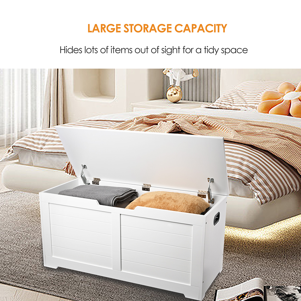 Wooden Box Organizer Toy Chest with Hinges, Flip Top Entryway Shoe