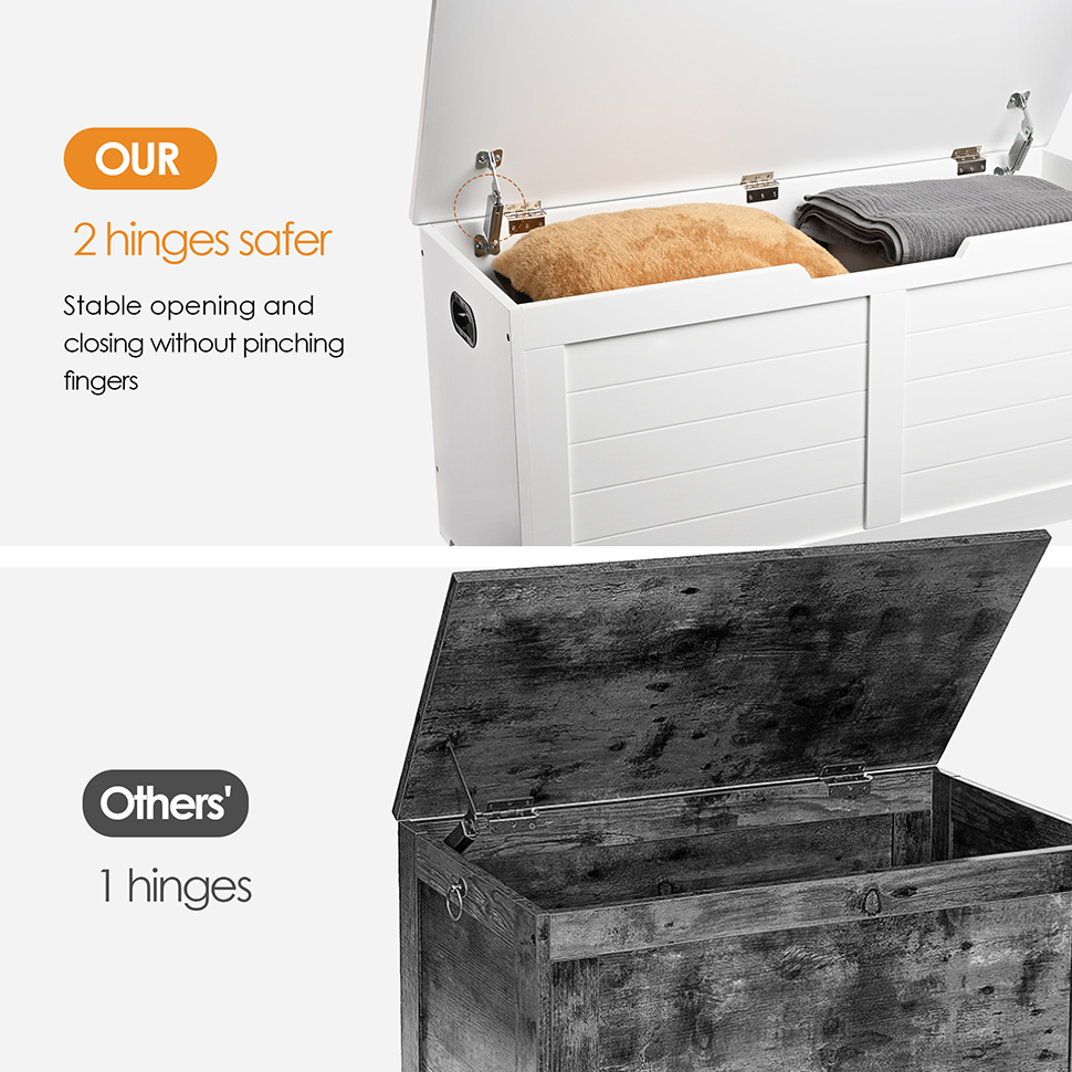Wooden Box Organizer Toy Chest with Hinges, Flip Top Entryway Shoe