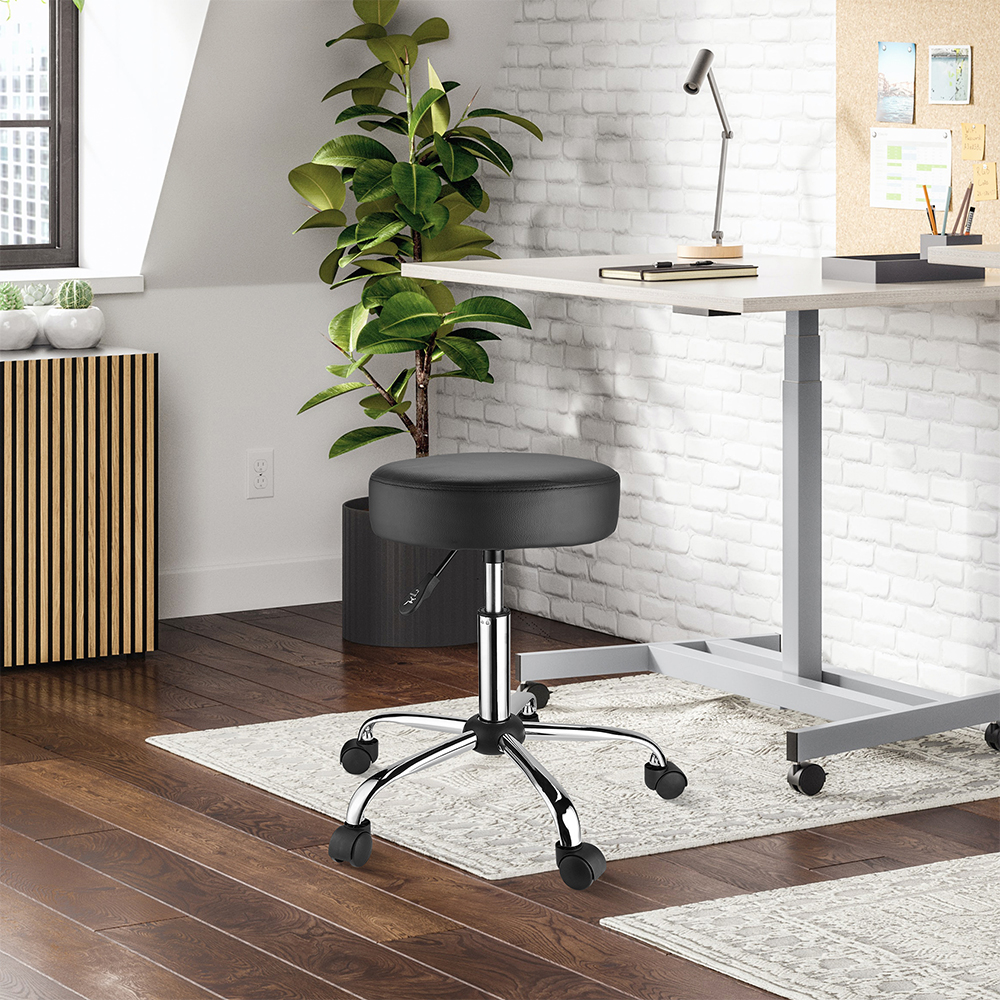 Chaise Pivotante Avec Dossier Tabouret Roulant Ergonomique Avec Dossier - Siège Pivotant Réglable En Hauteur Pour Tatouage, Salon, Spa (Noir