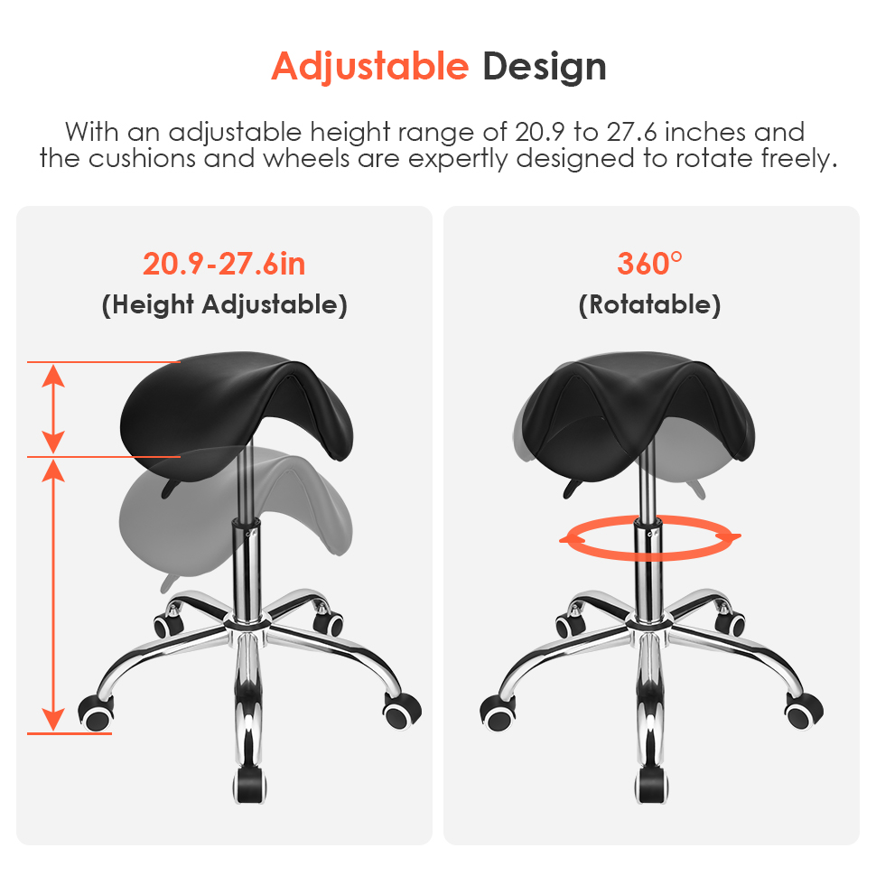 Adjustable Ergonomic Saddle Stool with Wheels Moustache