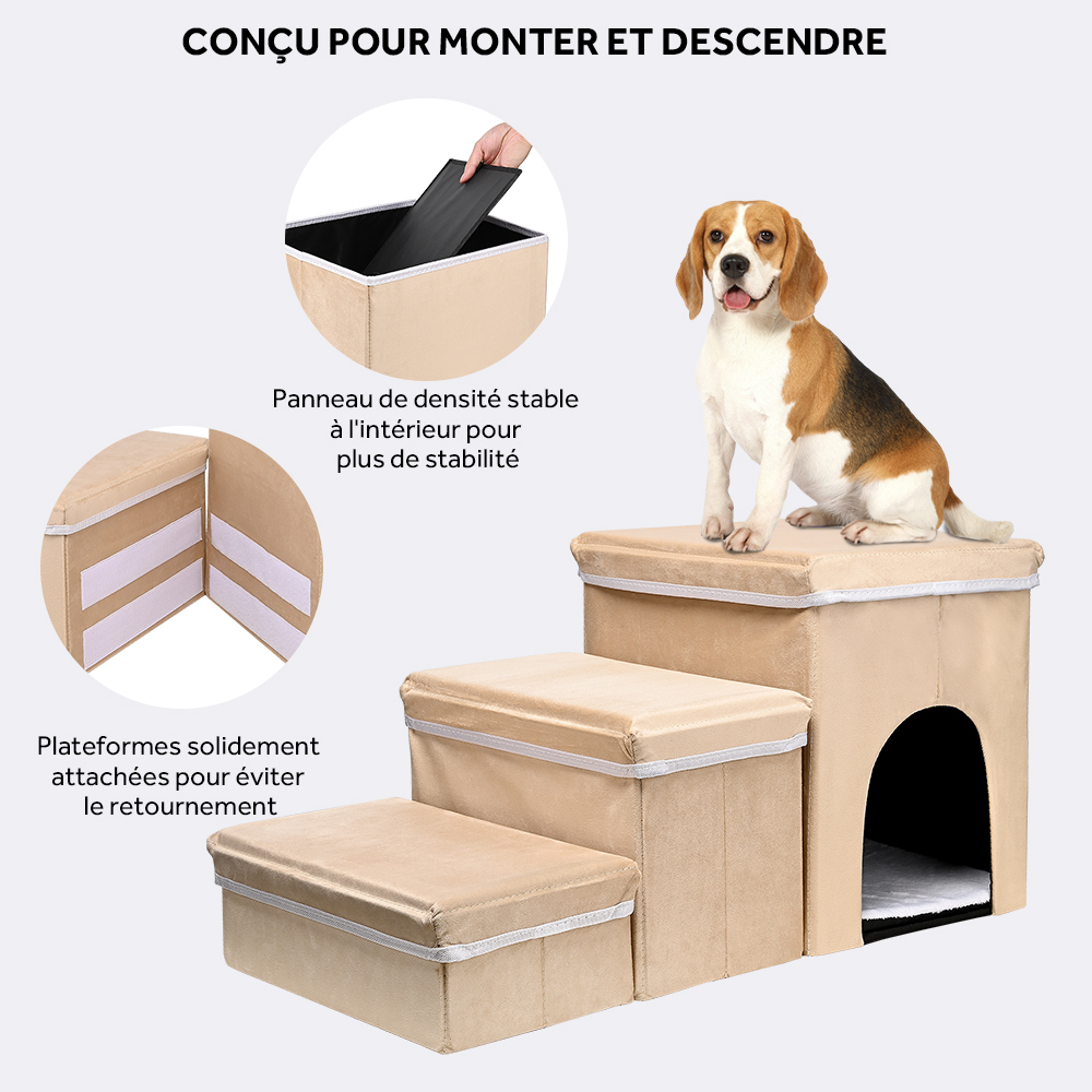 Rampe D'escalier Pliante Pour Chien - 30x30x35 Cm, Antidérapante, Pour Accéder Au Lit, Canapé, Voiture