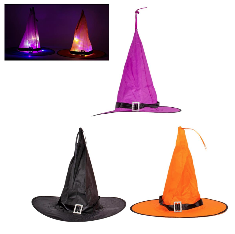Lampe LED Chapeau De Sorcière Gothique - Veilleuse D'Halloween Lumières Chaleures - Décoration Maison Effrayante