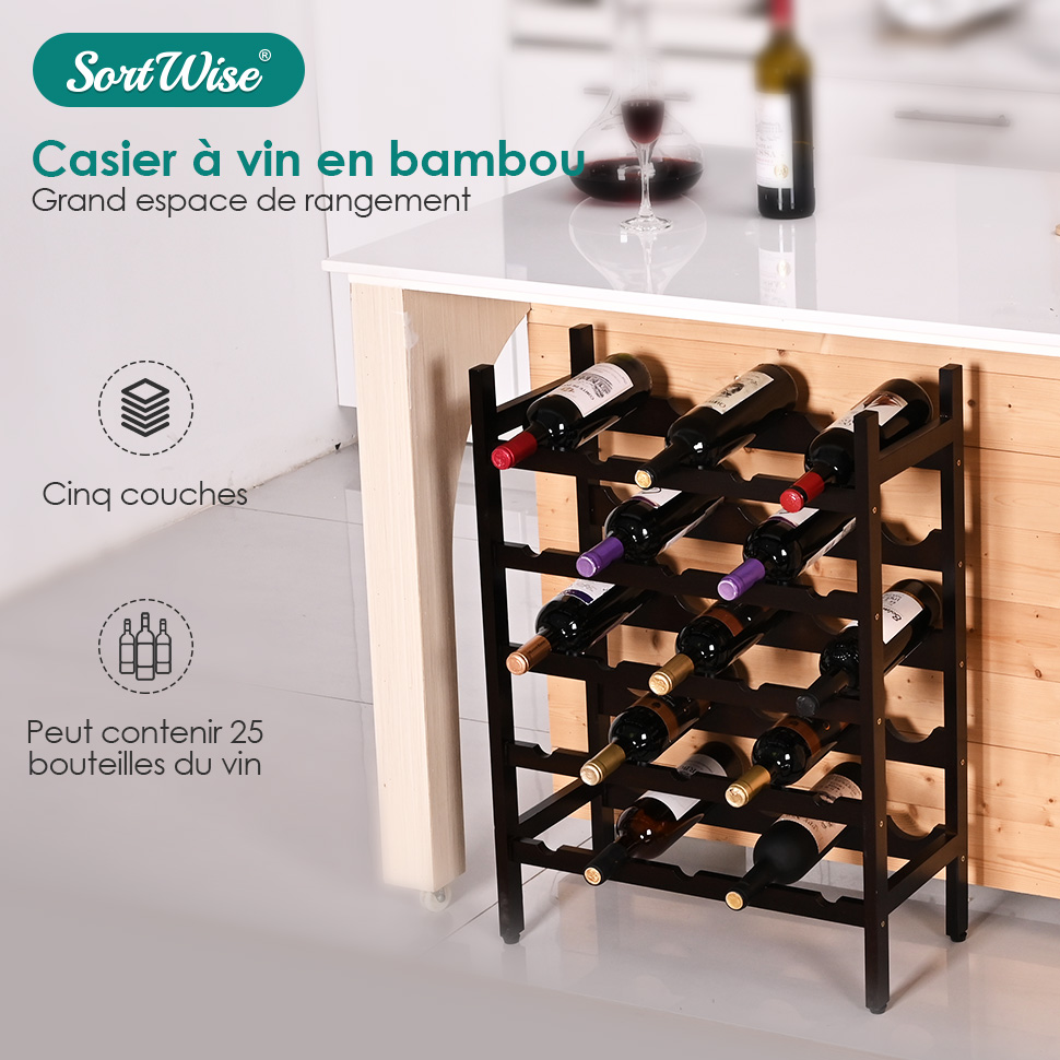 Casier à Vin En Bambou Pliable, Forme En X, 6 Bouteilles - 22x36x20 Cm, Blanc, Rangement Horizontal