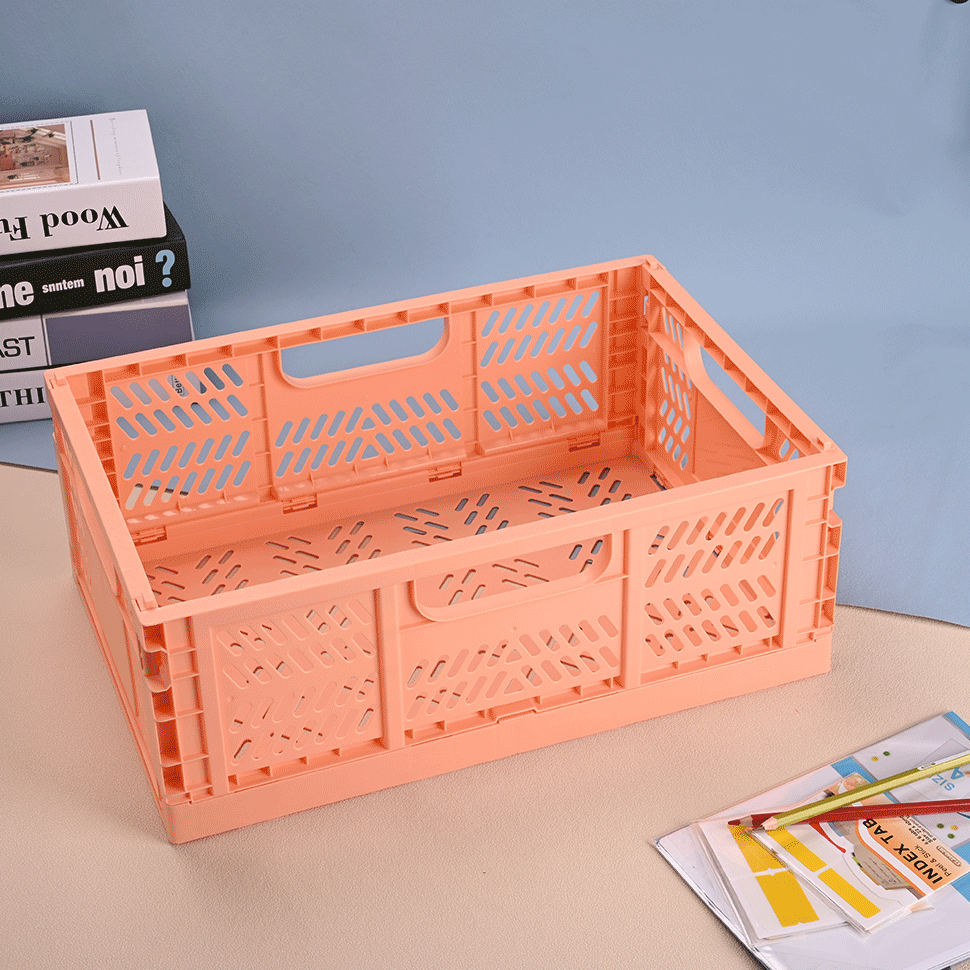 Colorful Foldable Plastic Storage Basket for Home Kitchen Office